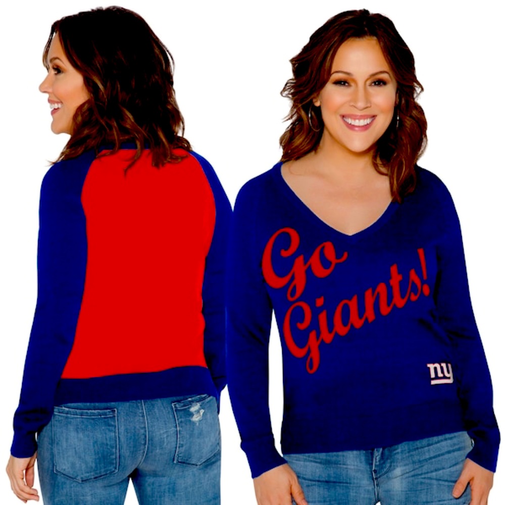 Ny Giants Alyssa Milano V Neck Sweater